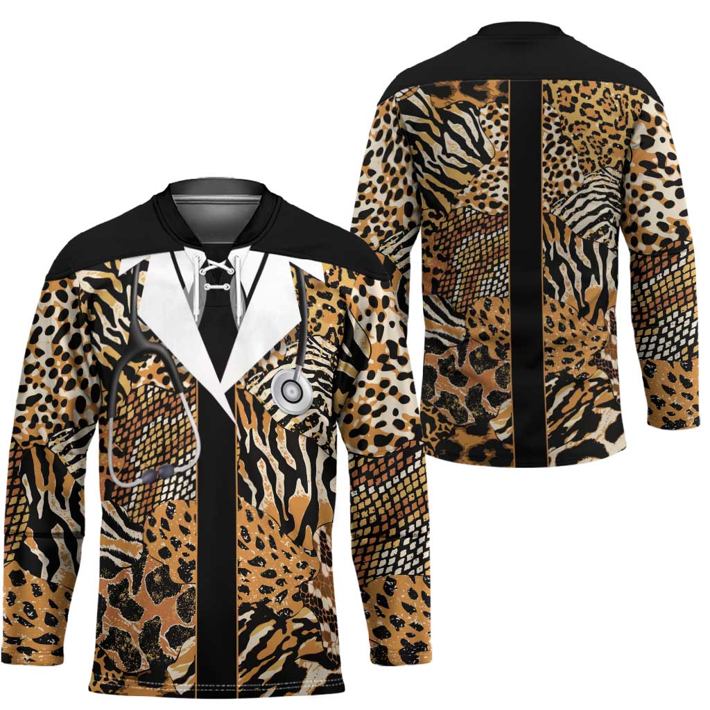 Proud Black Nurse RN Hockey Jersey African Stethoscope Animal Skins Pattern