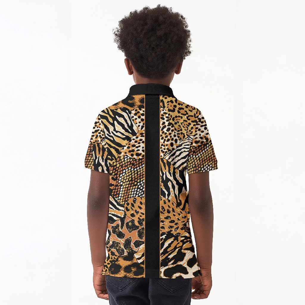 Proud Black Nurse RN Kid Polo Shirt African Stethoscope Animal Skins Pattern