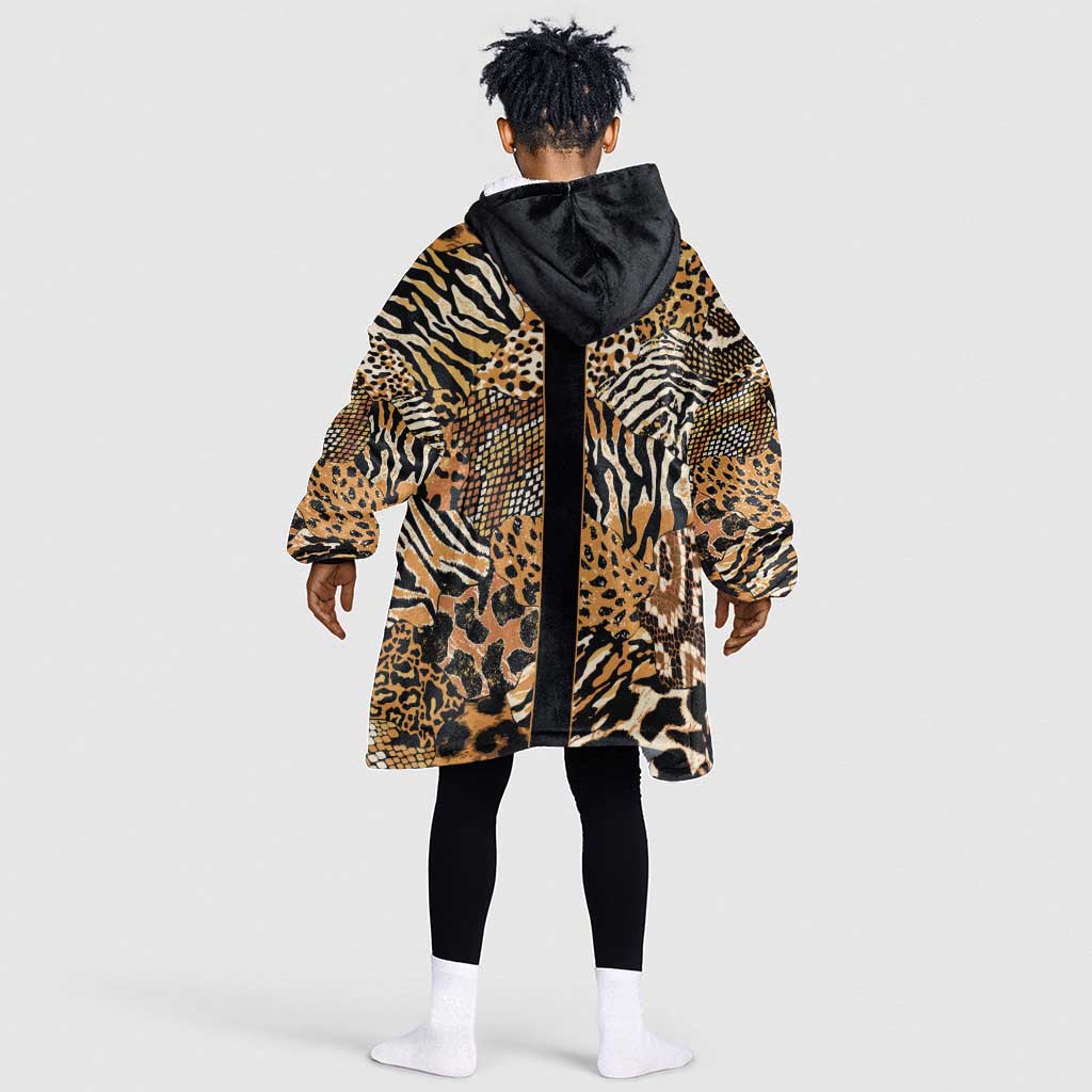 Proud Black Nurse RN Kid Wearable Blanket Hoodie African Stethoscope Animal Skins Pattern