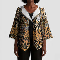 Proud Black Nurse RN Kimono Sleeve Blouse African Stethoscope Animal Skins Pattern