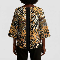 Proud Black Nurse RN Kimono Sleeve Blouse African Stethoscope Animal Skins Pattern