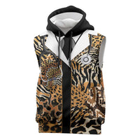 Proud Black Nurse RN Sleeveless Hoodie African Stethoscope Animal Skins Pattern