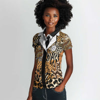 Proud Black Nurse RN Women Polo Shirt African Stethoscope Animal Skins Pattern