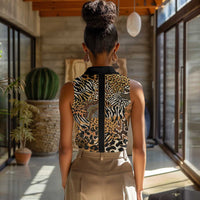 Proud Black Nurse RN Women Sleeveless Polo Shirt African Stethoscope Animal Skins Pattern