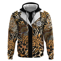 Proud Black Nurse RN Zip Hoodie African Stethoscope Animal Skins Pattern