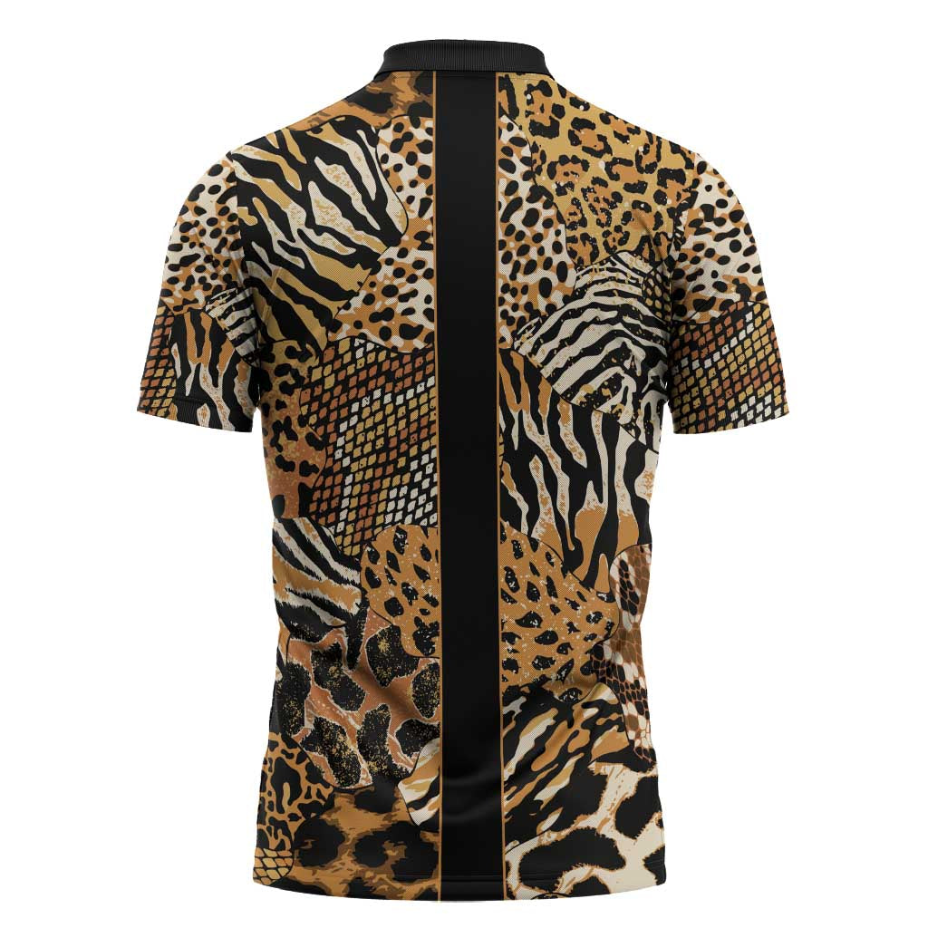 Proud Black Nurse RN Zipper Polo Shirt African Stethoscope Animal Skins Pattern