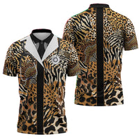 Proud Black Nurse RN Zipper Polo Shirt African Stethoscope Animal Skins Pattern