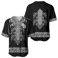 Proud Black Nurse RN Baseball Jersey Black African Pattern Stethoscope Dashiki Motif