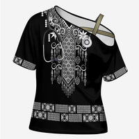 Proud Black Nurse RN Cross Shoulder Shirt Black African Pattern Stethoscope Dashiki Motif