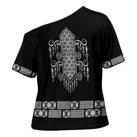 Proud Black Nurse RN Cross Shoulder Shirt Black African Pattern Stethoscope Dashiki Motif