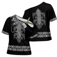 Proud Black Nurse RN Cross Shoulder Shirt Black African Pattern Stethoscope Dashiki Motif