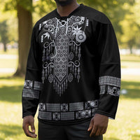 Proud Black Nurse RN Hockey Jersey Black African Pattern Stethoscope Dashiki Motif