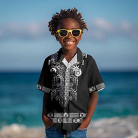Proud Black Nurse RN Kid Hawaiian Shirt Black African Pattern Stethoscope Dashiki Motif