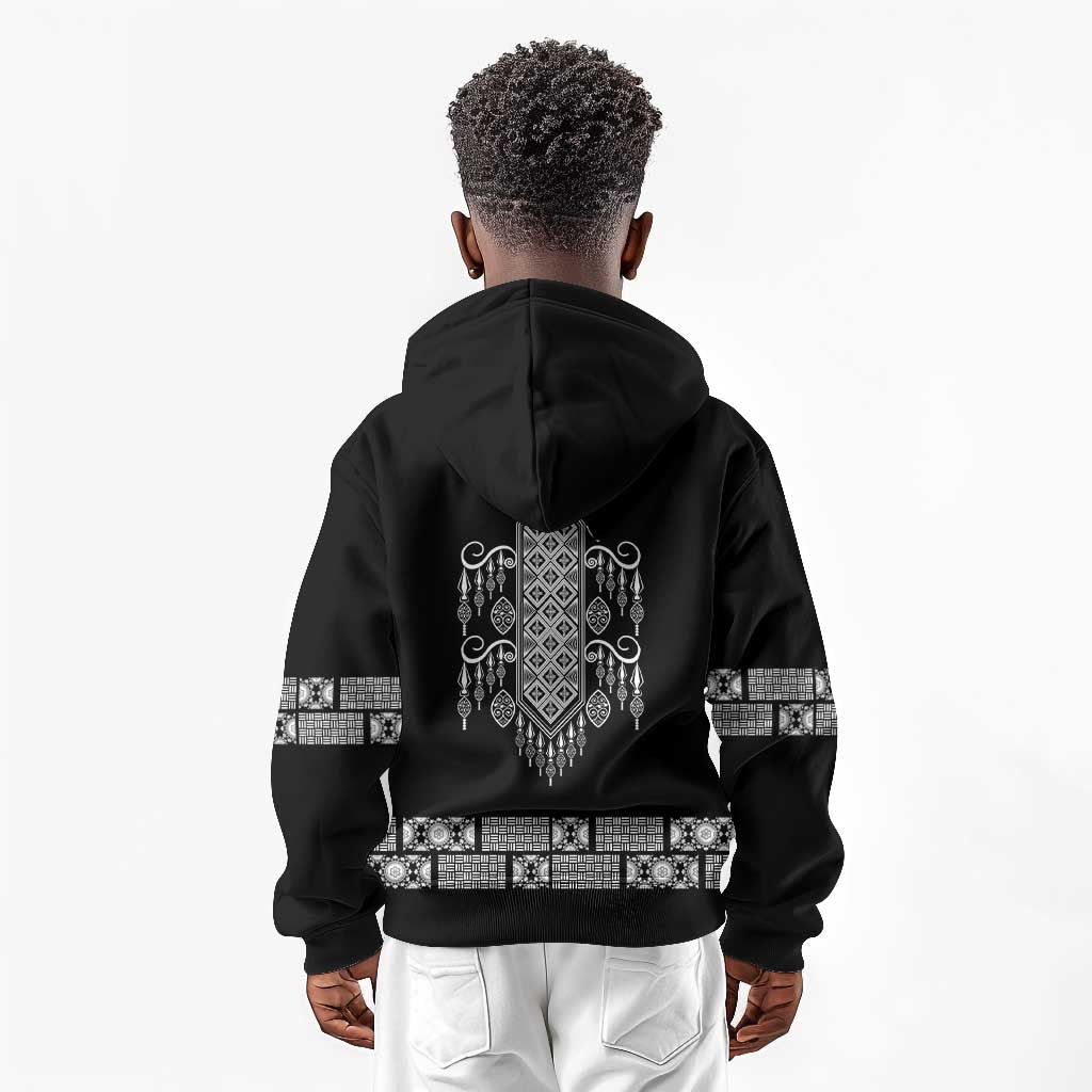 Proud Black Nurse RN Kid Hoodie Black African Pattern Stethoscope Dashiki Motif
