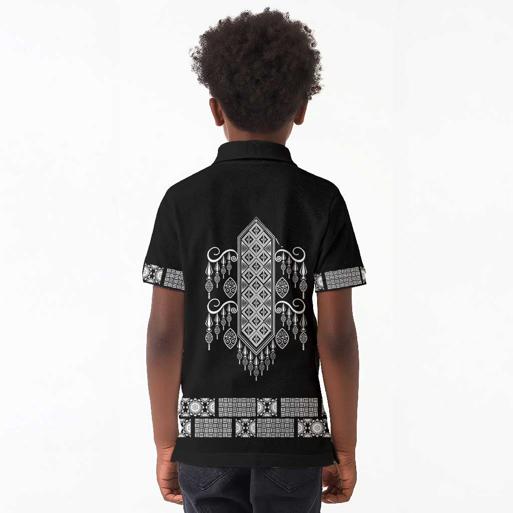 Proud Black Nurse RN Kid Polo Shirt Black African Pattern Stethoscope Dashiki Motif