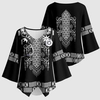 Proud Black Nurse RN Kimono Sleeve Blouse Black African Pattern Stethoscope Dashiki Motif