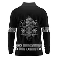 Proud Black Nurse RN Long Sleeve Polo Shirt Black African Pattern Stethoscope Dashiki Motif