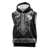 Proud Black Nurse RN Sleeveless Hoodie Black African Pattern Stethoscope Dashiki Motif