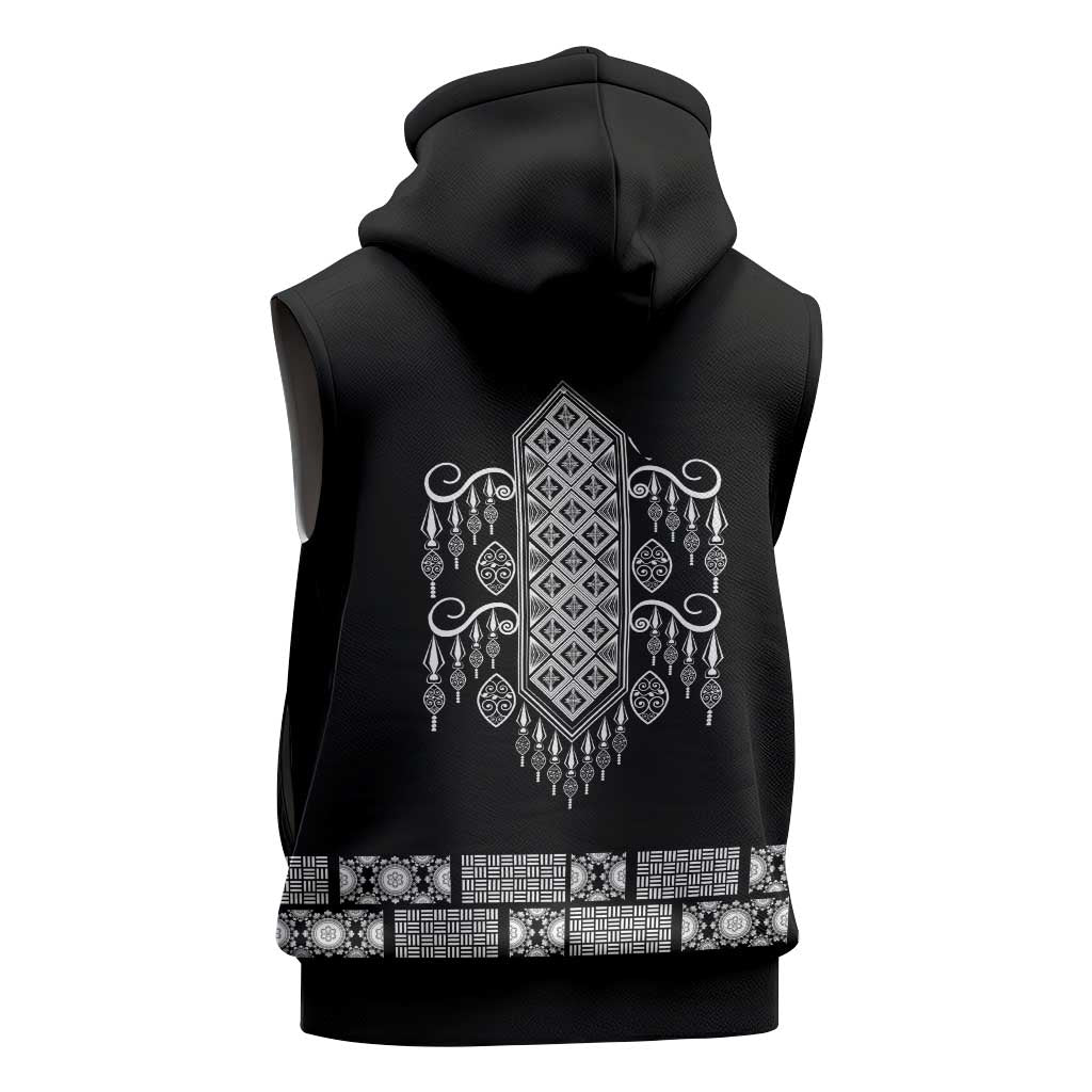 Proud Black Nurse RN Sleeveless Hoodie Black African Pattern Stethoscope Dashiki Motif