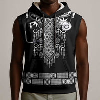 Proud Black Nurse RN Sleeveless Hoodie Black African Pattern Stethoscope Dashiki Motif