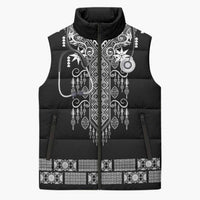 Proud Black Nurse RN Sleeveless Puffer Jacket Black African Pattern Stethoscope Dashiki Motif
