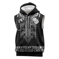Proud Black Nurse RN Sleeveless Zip Hoodie Black African Pattern Stethoscope Dashiki Motif