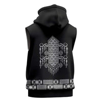 Proud Black Nurse RN Sleeveless Zip Hoodie Black African Pattern Stethoscope Dashiki Motif