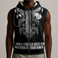 Proud Black Nurse RN Sleeveless Zip Hoodie Black African Pattern Stethoscope Dashiki Motif
