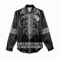 Proud Black Nurse RN Women Casual Shirt Black African Pattern Stethoscope Dashiki Motif