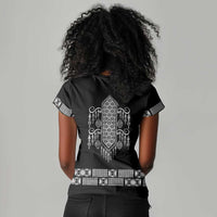 Proud Black Nurse RN Women V-Neck T-Shirt Black African Pattern Stethoscope Dashiki Motif