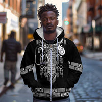 Proud Black Nurse RN Zip Hoodie Black African Pattern Stethoscope Dashiki Motif