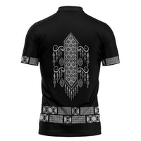 Proud Black Nurse RN Zipper Polo Shirt Black African Pattern Stethoscope Dashiki Motif