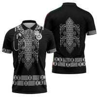 Proud Black Nurse RN Zipper Polo Shirt Black African Pattern Stethoscope Dashiki Motif