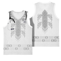 Proud Black Nurse RN Basketball Jersey White African Pattern Stethoscope Dashiki Motif