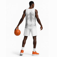 Proud Black Nurse RN Basketball Jersey White African Pattern Stethoscope Dashiki Motif