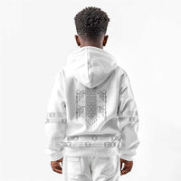 Proud Black Nurse RN Kid Hoodie White African Pattern Stethoscope Dashiki Motif