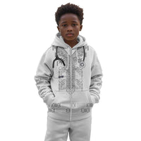 Proud Black Nurse RN Kid Hoodie White African Pattern Stethoscope Dashiki Motif