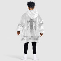 Proud Black Nurse RN Kid Wearable Blanket Hoodie White African Pattern Stethoscope Dashiki Motif