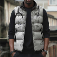 Proud Black Nurse RN Sleeveless Puffer Jacket White African Pattern Stethoscope Dashiki Motif