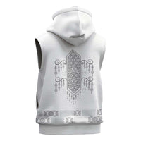 Proud Black Nurse RN Sleeveless Zip Hoodie White African Pattern Stethoscope Dashiki Motif