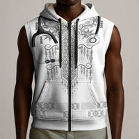 Proud Black Nurse RN Sleeveless Zip Hoodie White African Pattern Stethoscope Dashiki Motif