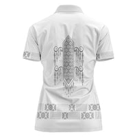 Proud Black Nurse RN Women Polo Shirt White African Pattern Stethoscope Dashiki Motif