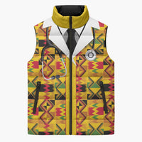 Proud Black Nurse RN Sleeveless Puffer Jacket African Stethoscope Kente Pattern