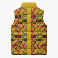 Proud Black Nurse RN Sleeveless Puffer Jacket African Stethoscope Kente Pattern