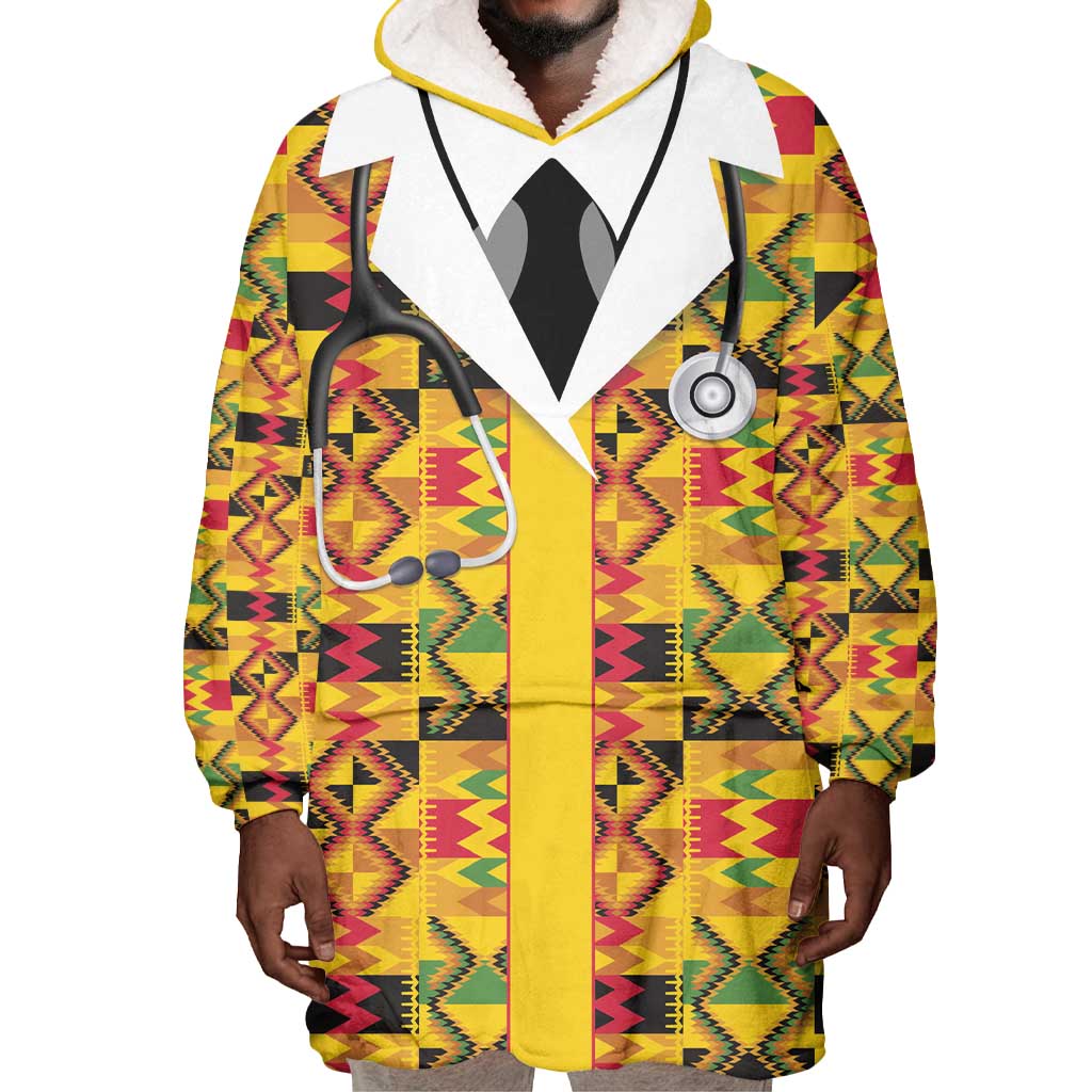 Proud Black Nurse RN Wearable Blanket Hoodie African Stethoscope Kente Pattern