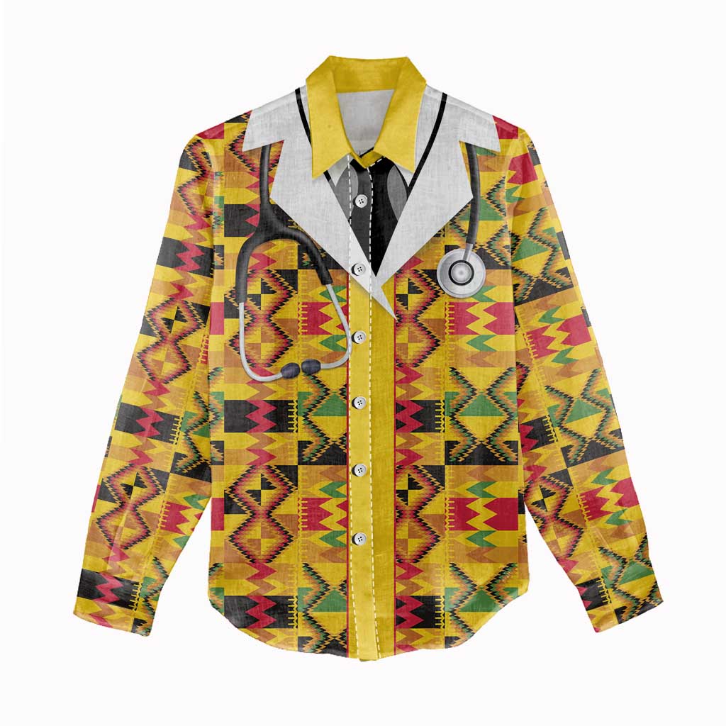 Proud Black Nurse RN Women Casual Shirt African Stethoscope Kente Pattern