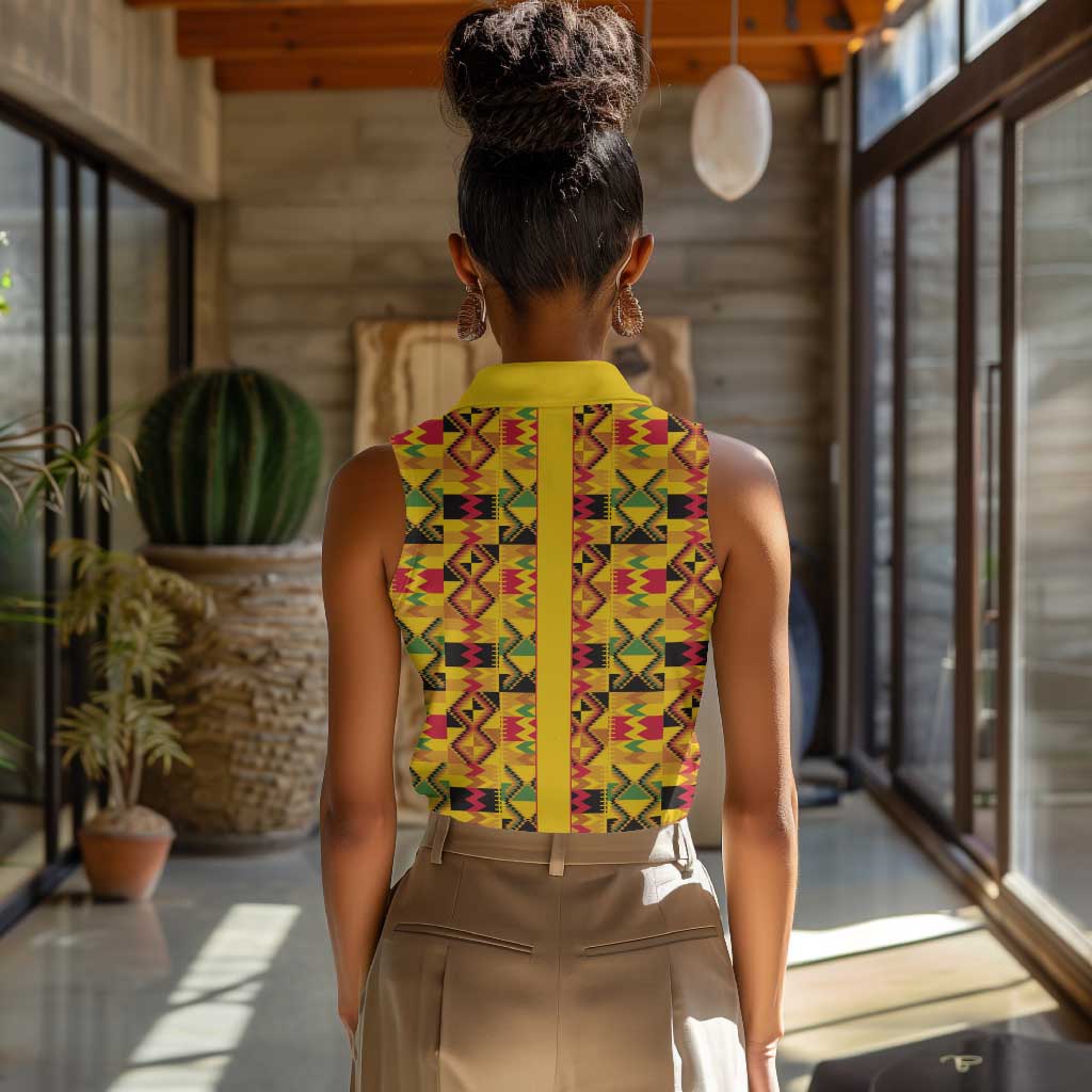 Proud Black Nurse RN Women Sleeveless Polo Shirt African Stethoscope Kente Pattern