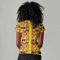 Proud Black Nurse RN Women V-Neck T-Shirt African Stethoscope Kente Pattern