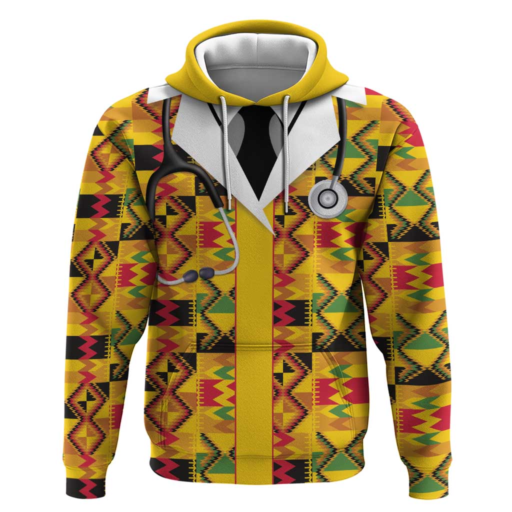 Proud Black Nurse RN Zip Hoodie African Stethoscope Kente Pattern
