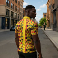 Proud Black Nurse RN Zipper Polo Shirt African Stethoscope Kente Pattern